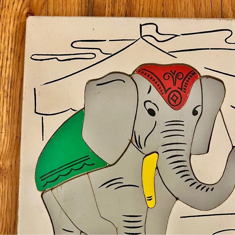 Vintage PlayskoolMickey Mouse and Elephant Puzzle Set of 2